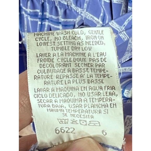 Leslie Fay Womens Blue Plaid Midi Dress Short Sleeve Button Front Vintage 10 - Picture 4 of 4